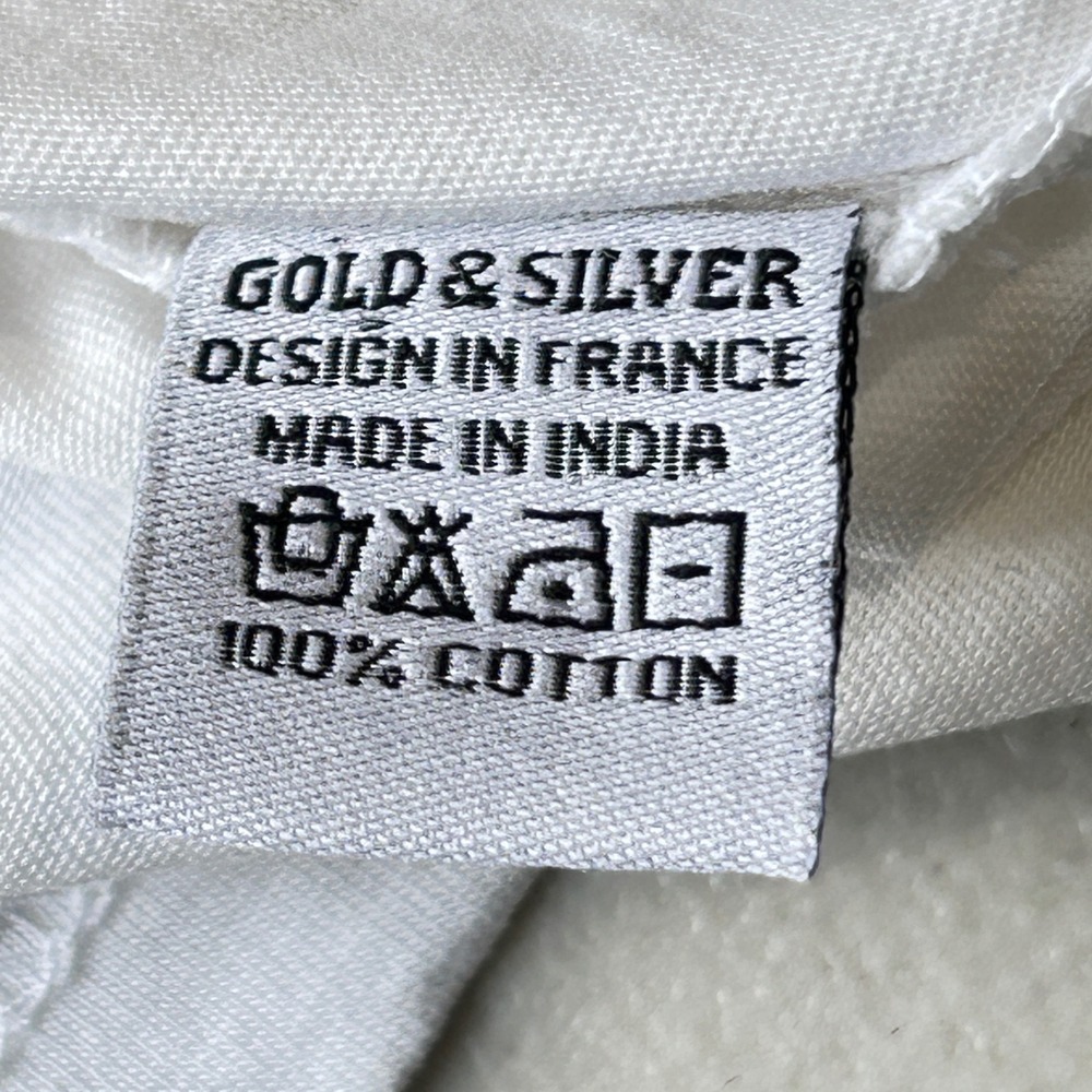 Gold & Silver Paris‎ White V-Neck T-Shirt Beaded Hamsa Hand Boho Festival Top - Picture 5 of 5